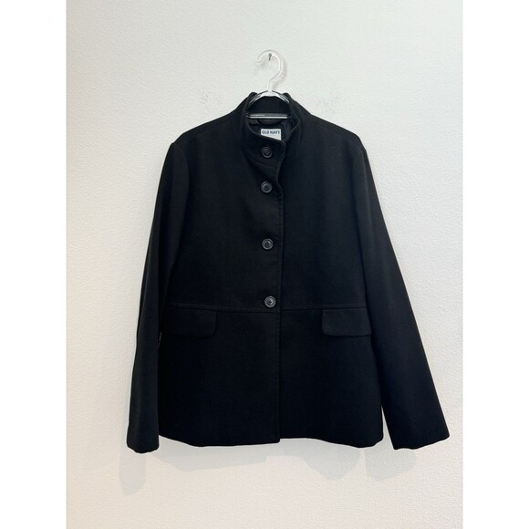 Old Navy Women's Black Faux Wool PeaCoat Collared Long Sleeve Button Front Large - Picture 3 of 11